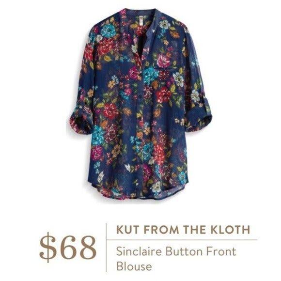 Kut From The Kloth SMALL Sinclaire Button Front Blouse - Stitch Fix Roll Tab - Picture 11 of 11